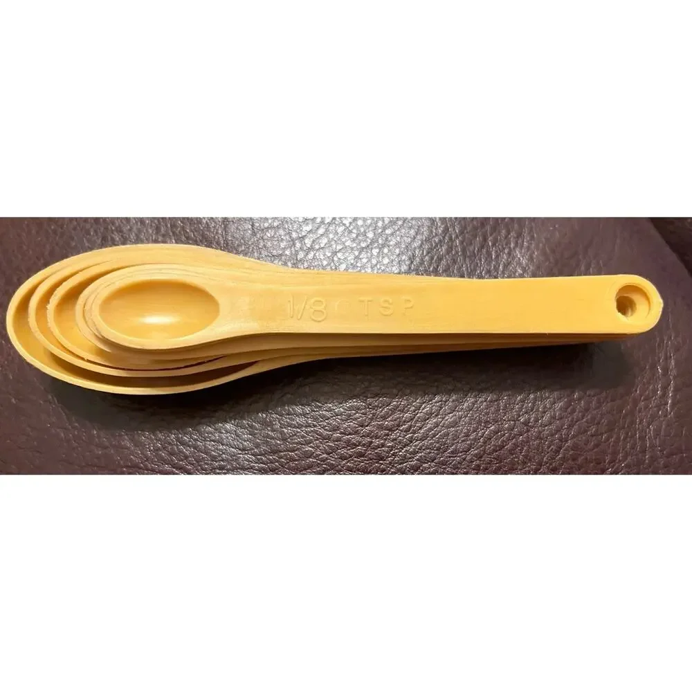 Vintage FOLEY Plastic Measuring Spoons Nesting Harvest Yellow Gold Set of 6